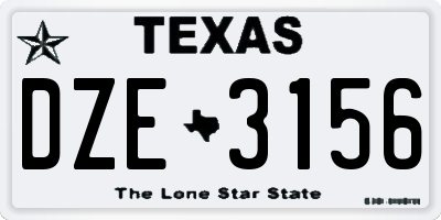 TX license plate DZE3156