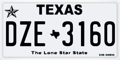 TX license plate DZE3160
