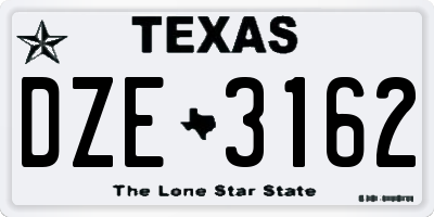 TX license plate DZE3162