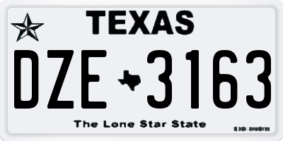 TX license plate DZE3163