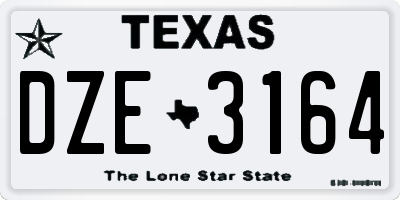 TX license plate DZE3164