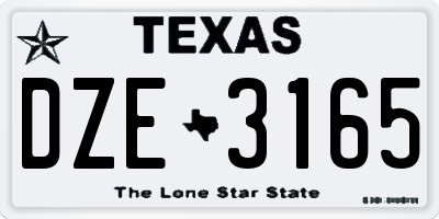 TX license plate DZE3165