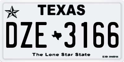 TX license plate DZE3166