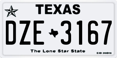 TX license plate DZE3167