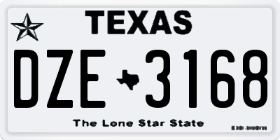 TX license plate DZE3168