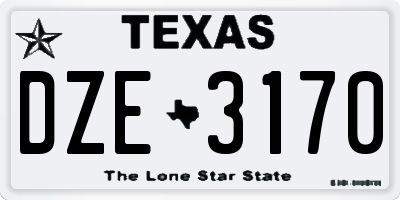 TX license plate DZE3170