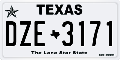 TX license plate DZE3171