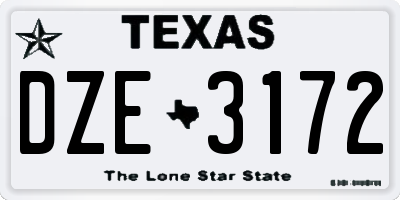 TX license plate DZE3172