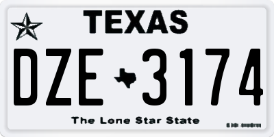 TX license plate DZE3174