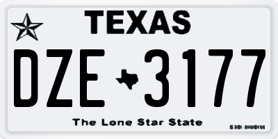 TX license plate DZE3177