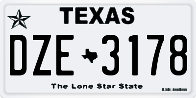 TX license plate DZE3178