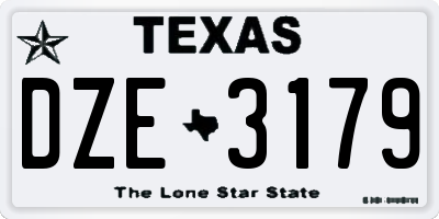 TX license plate DZE3179