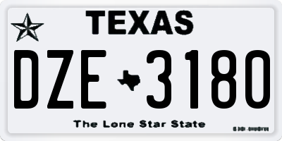 TX license plate DZE3180