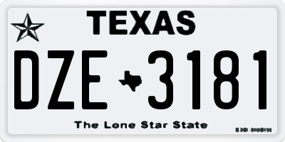 TX license plate DZE3181