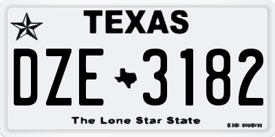 TX license plate DZE3182
