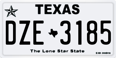 TX license plate DZE3185
