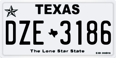 TX license plate DZE3186