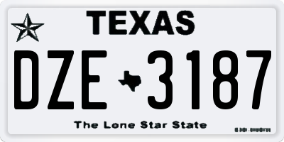 TX license plate DZE3187