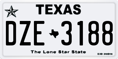 TX license plate DZE3188