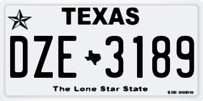 TX license plate DZE3189