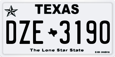TX license plate DZE3190