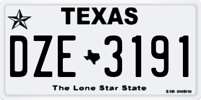 TX license plate DZE3191