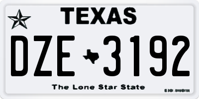 TX license plate DZE3192