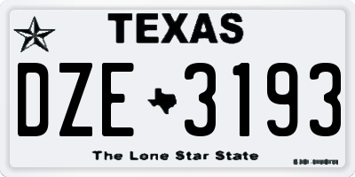 TX license plate DZE3193