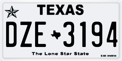 TX license plate DZE3194