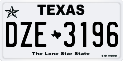 TX license plate DZE3196