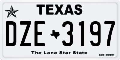 TX license plate DZE3197