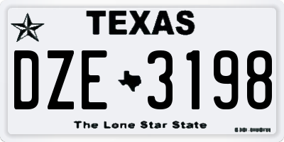 TX license plate DZE3198