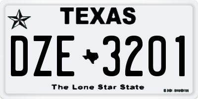 TX license plate DZE3201