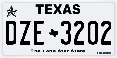 TX license plate DZE3202