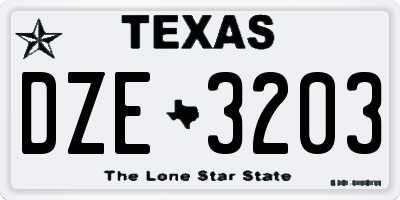 TX license plate DZE3203