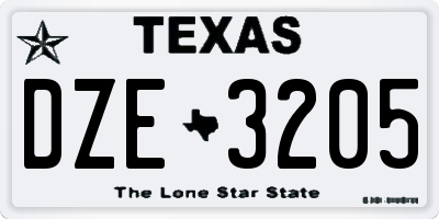 TX license plate DZE3205