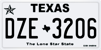 TX license plate DZE3206