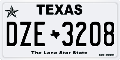 TX license plate DZE3208