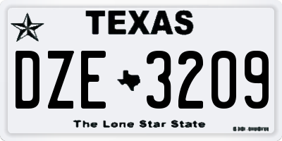 TX license plate DZE3209