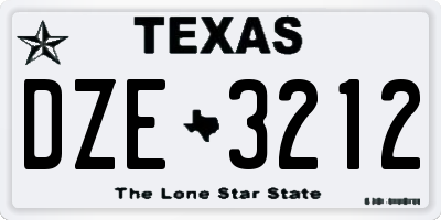 TX license plate DZE3212