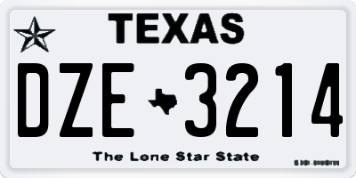 TX license plate DZE3214