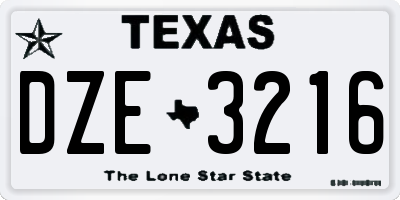 TX license plate DZE3216