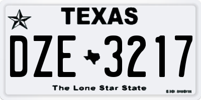 TX license plate DZE3217