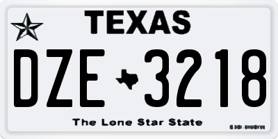 TX license plate DZE3218