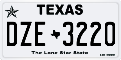 TX license plate DZE3220