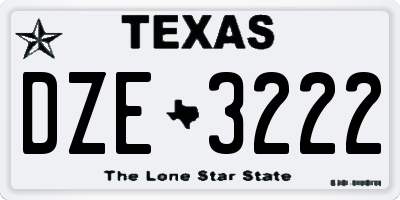 TX license plate DZE3222
