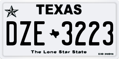 TX license plate DZE3223
