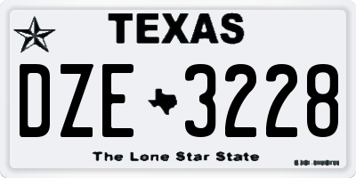 TX license plate DZE3228