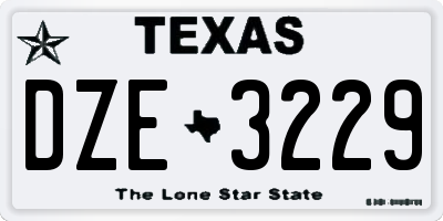 TX license plate DZE3229