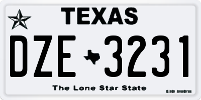 TX license plate DZE3231